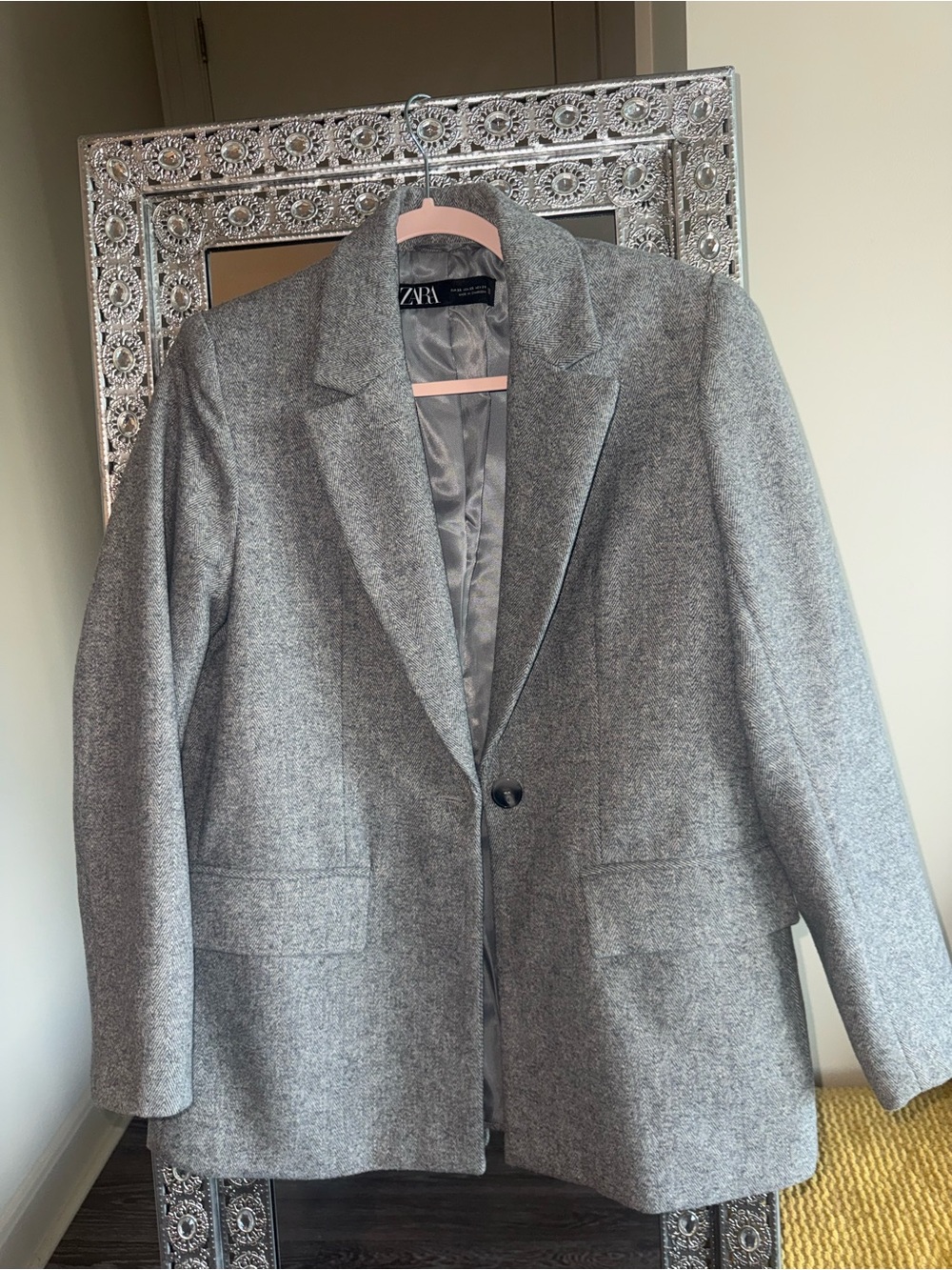 Zara Gray Single-Button Tailored Blazer